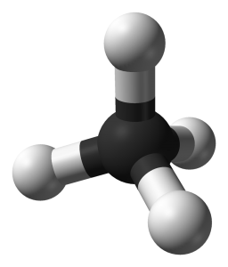 Methane Molecule. Public domain via Wikipedia.com